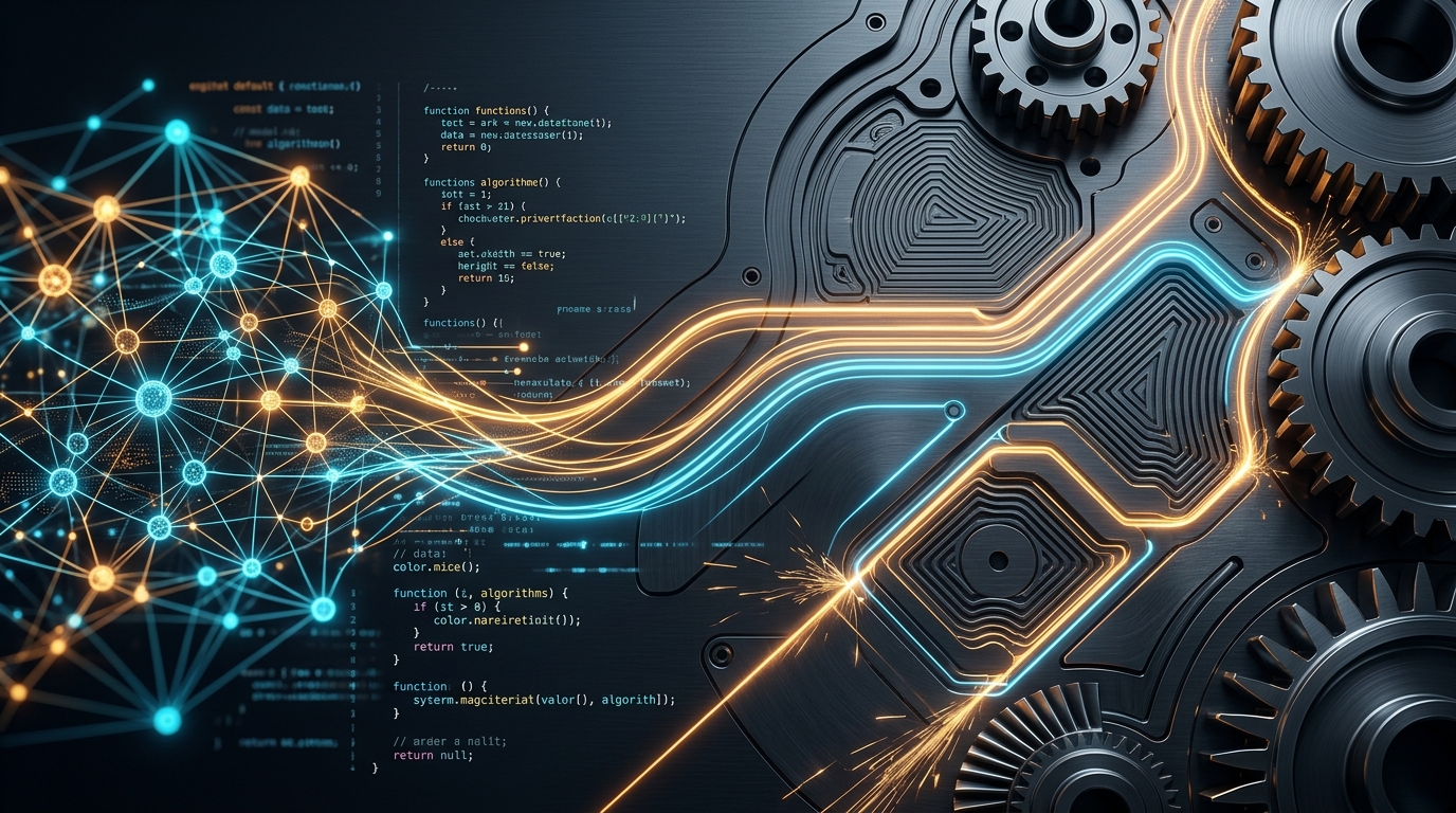 智慧 AI 精品咖啡與精密加工概念圖